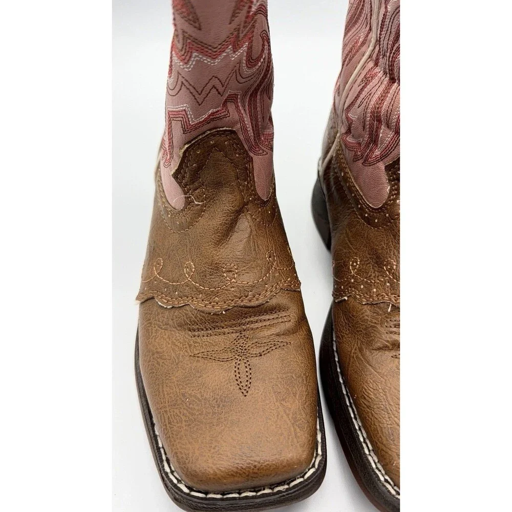 Durango Big Kids Tan/Pink Western Boots, Size 3M